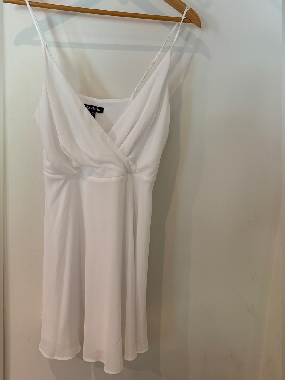 Express White Spaghetti-Strap Wrap Mini Dress
